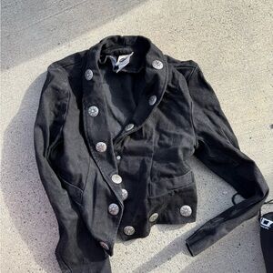 Stylish Black Women's Jacket with Silver Buttons
